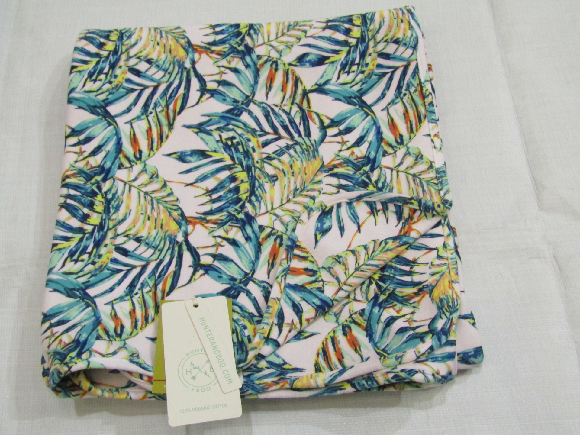 Hunter & Boo Palawan Print Blanket 100% Organic Cotton Approx Size 120 X 90 CM New & Packaged RRP £