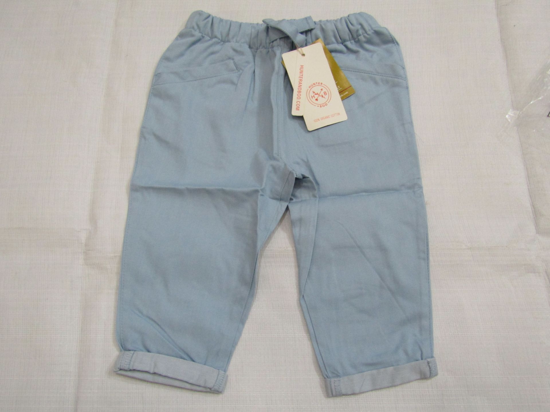 Hunter & Boo Chambray Trouser Blue Aged 6-12 Months New & Packaged RRP £24
