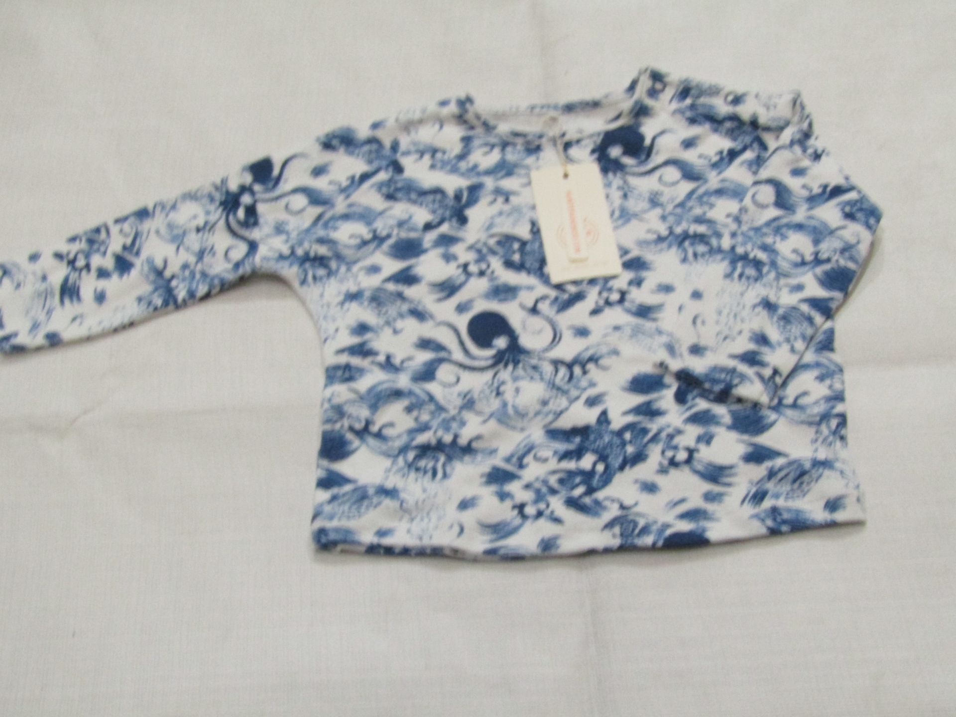 2 X Hunter & Boo Kayio Print Long Sleeve Tops Blue/White Aged 18-24 Months New & Packaged RRP £13