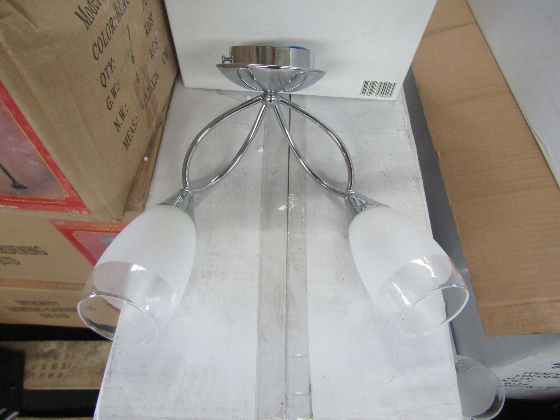 Chrome 2 Arm Wall light fitting. H30cm x W30cm. New & Boxed (box maybe shop soiled) (544-2)