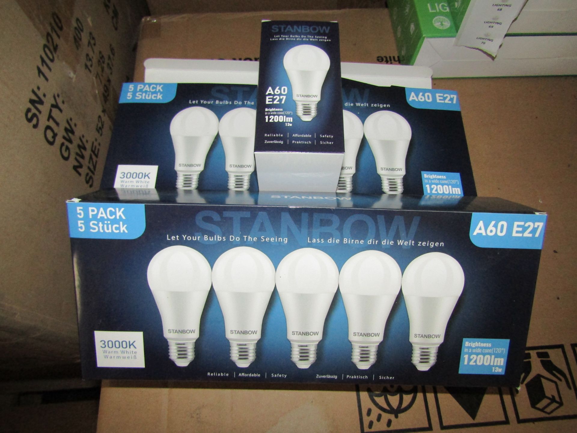 2X STANBOW - E27 400 Lumen LED Filament Light Bulbs - Pack of 10 - New & Boxed.