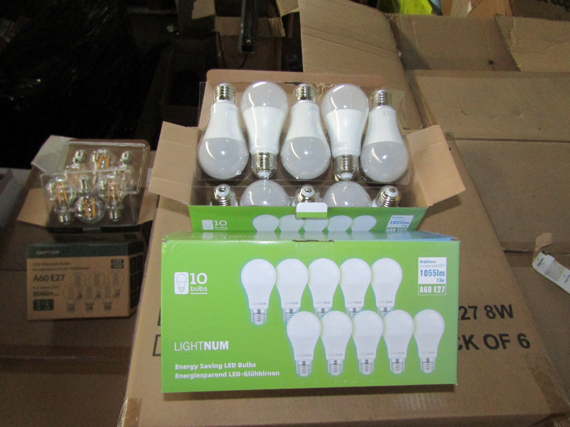 2X LIGHTNUM - A60 E27 1055 Lumen LED Light Bulbs - Pack of 10 - New & Boxed.