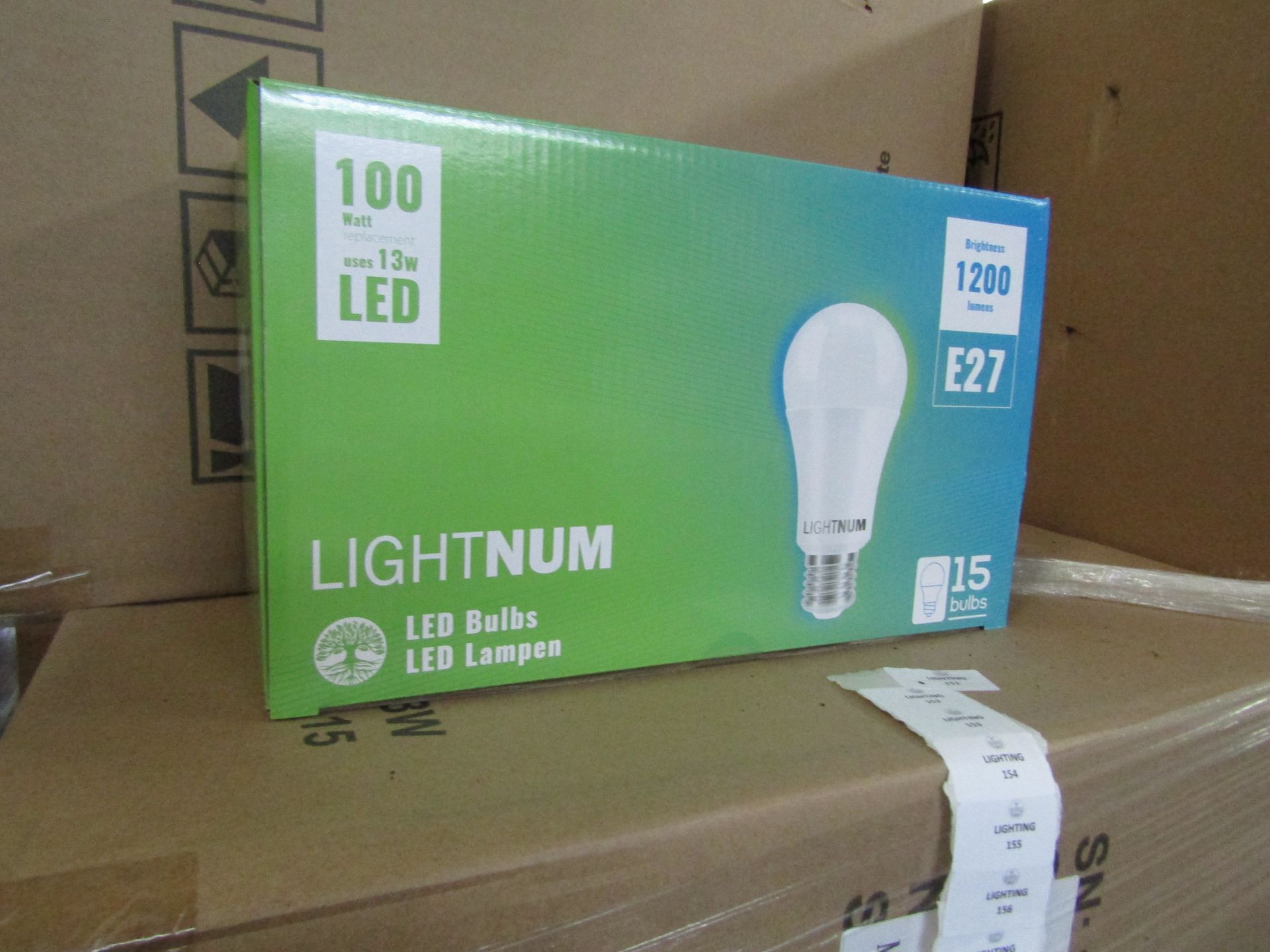 2X LIGHTNUM - E27 1200 Lumen LED Light Bulbs - Pack of 15 - New & Boxed.