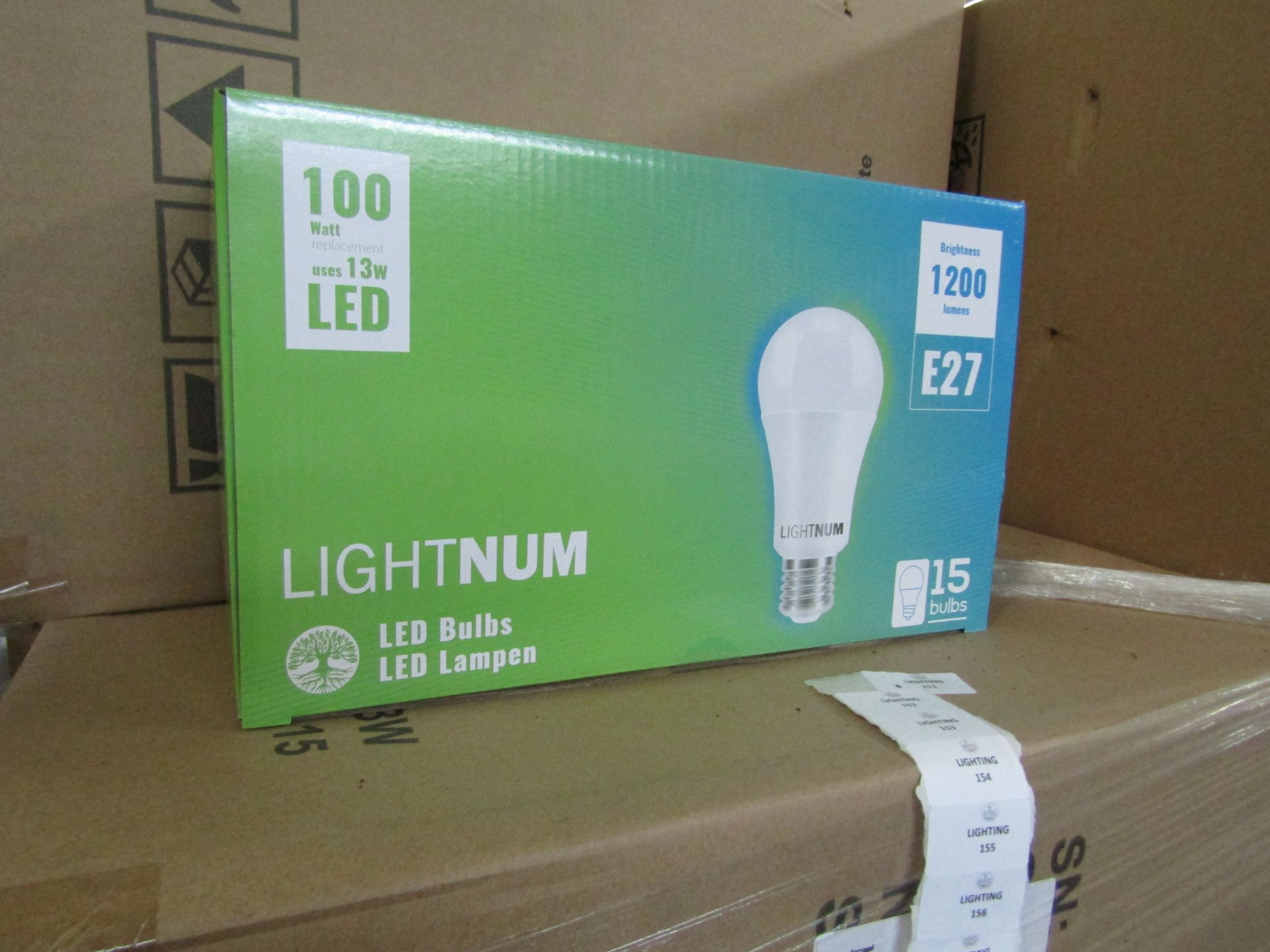 2X LIGHTNUM - E27 1200 Lumen LED Light Bulbs - Pack of 15 - New & Boxed.