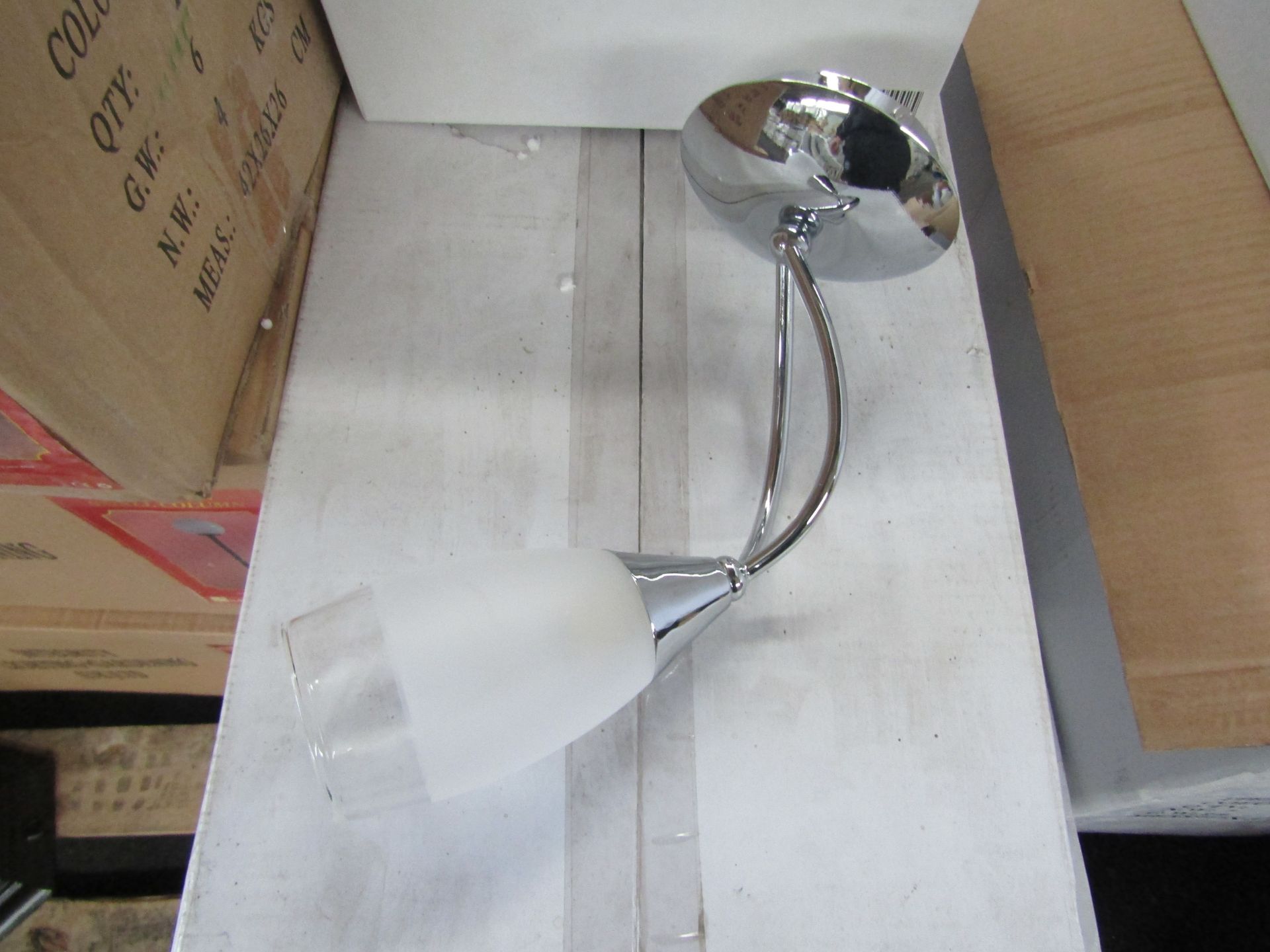 Chrome 2 Arm Wall light fitting. H30cm x W30cm. New & Boxed (box maybe shop soiled) (544-2)