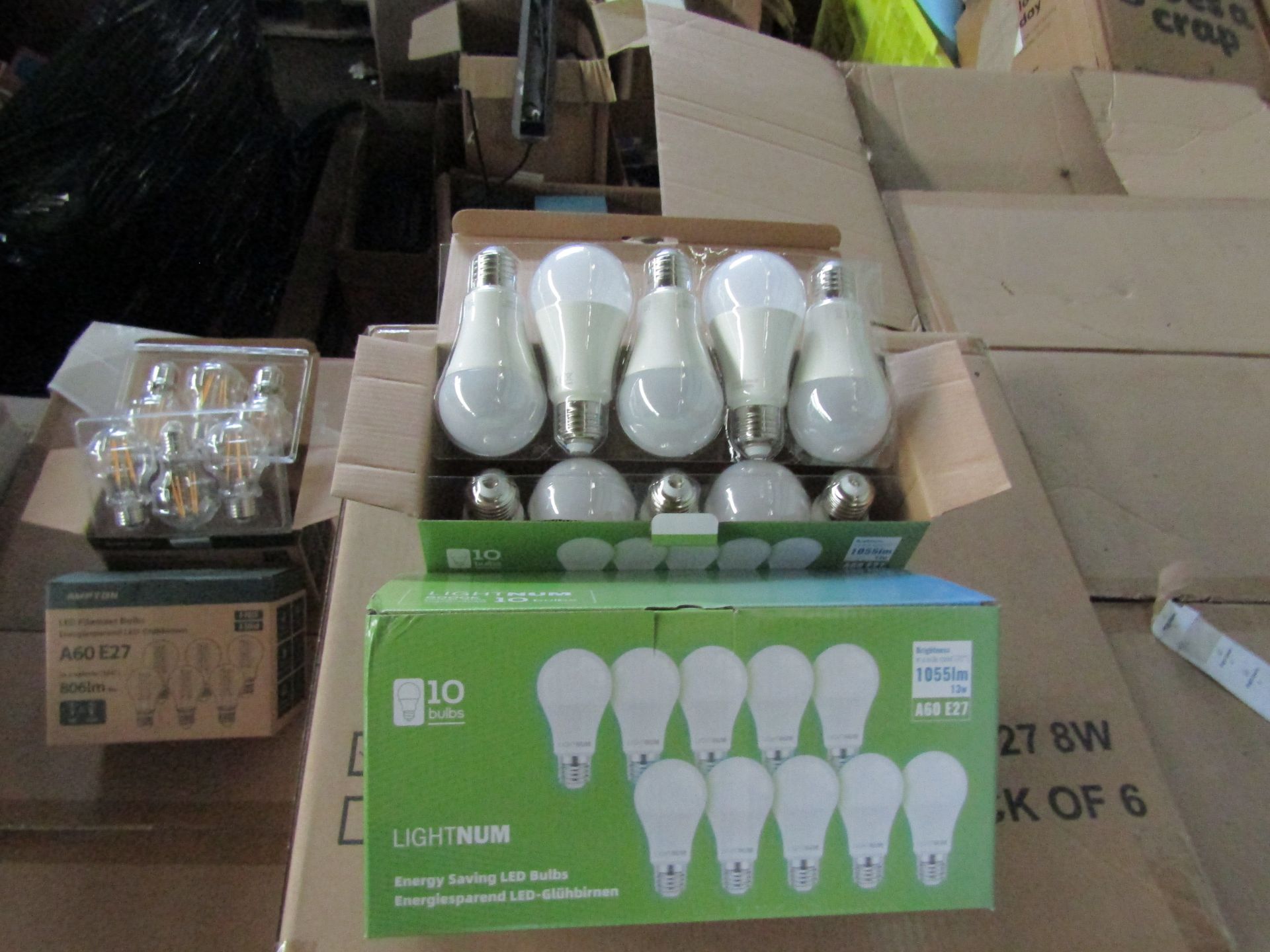 2X AMPTON - A60 E27 806 Lumen LED Filament Light Bulbs - Pack of 6 - New & Boxed.