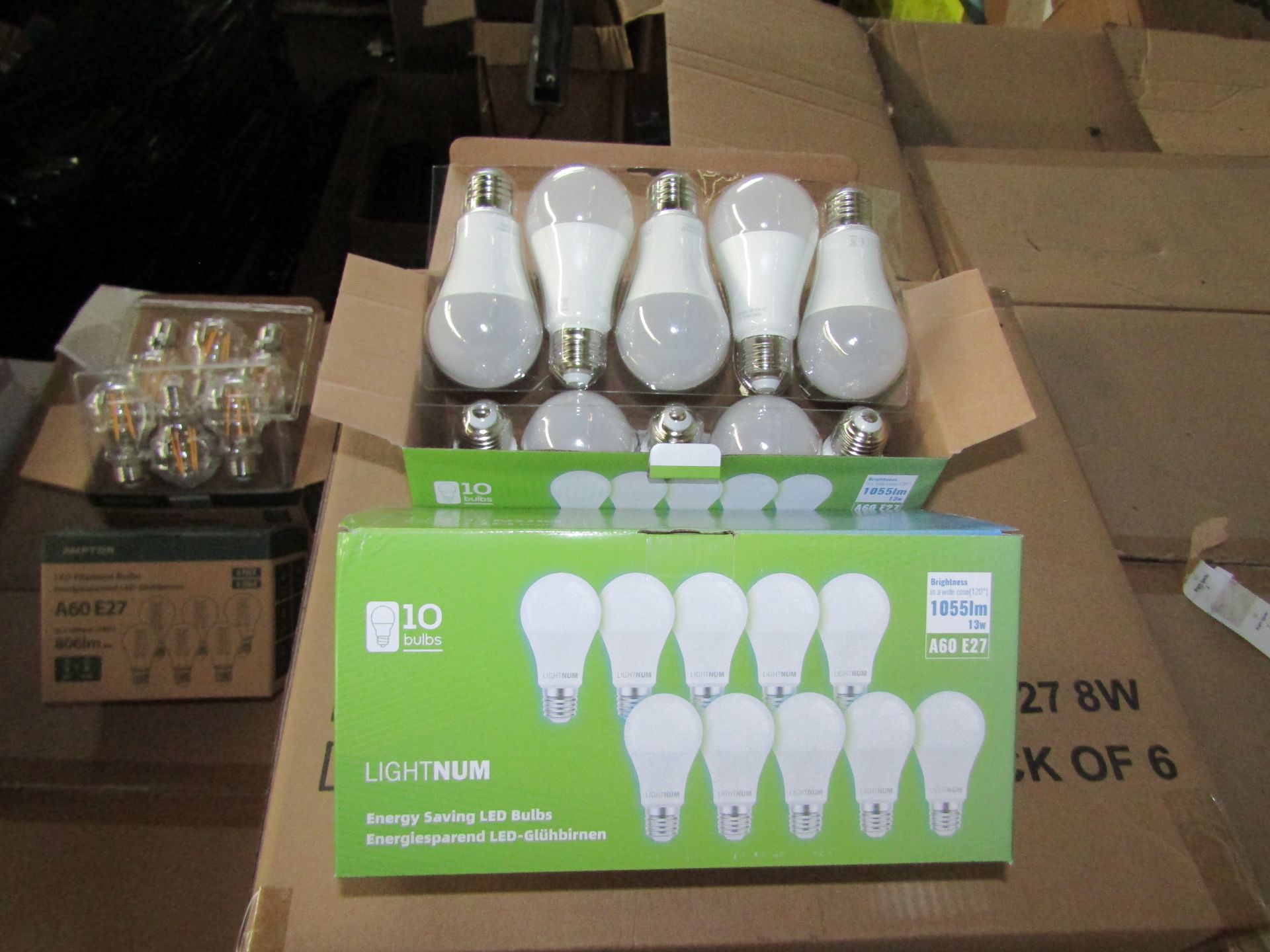 2X LIGHTNUM - A60 E27 1055 Lumen LED Light Bulbs - Pack of 10 - New & Boxed.