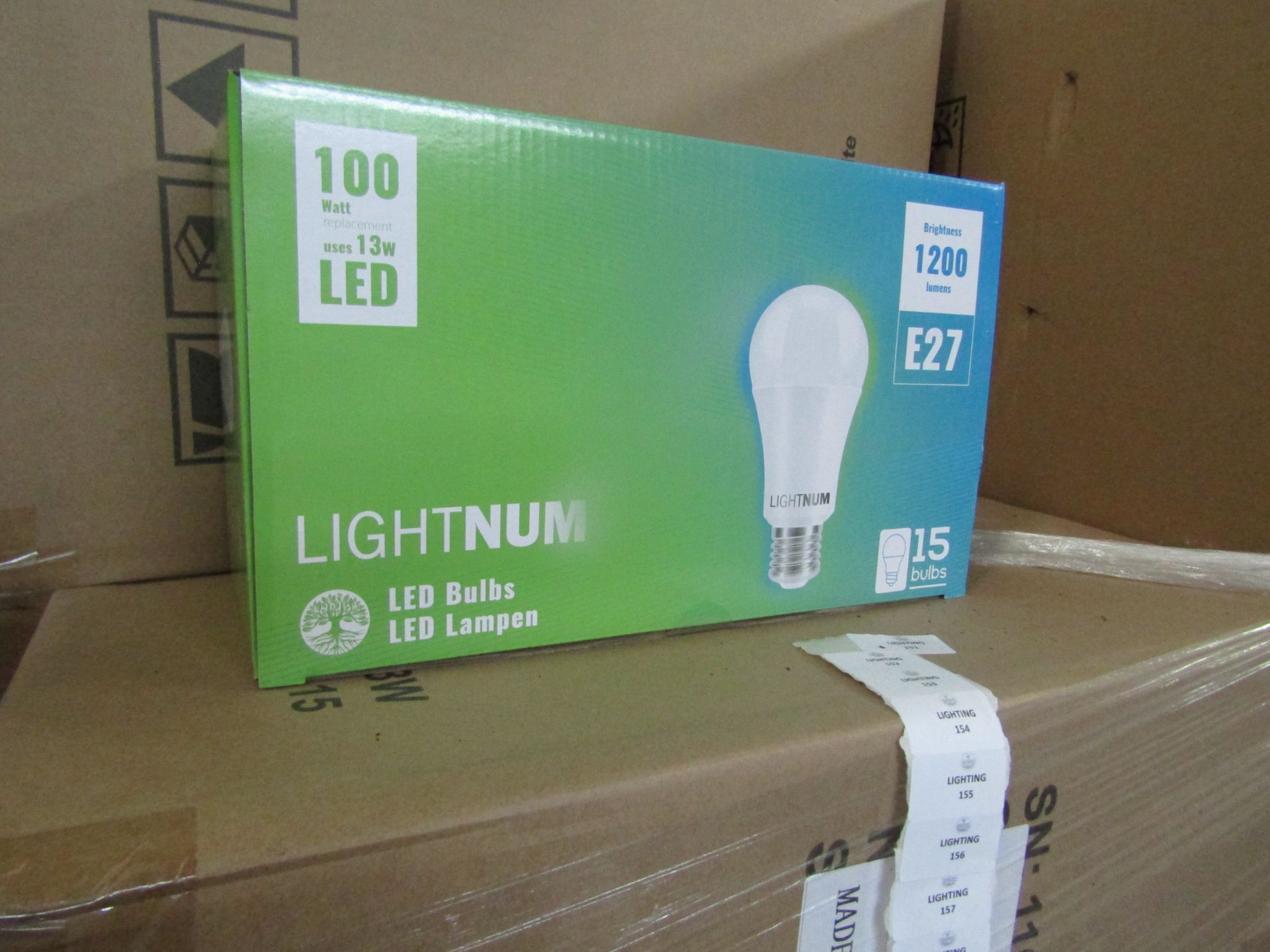 2X LIGHTNUM - E27 1200 Lumen LED Light Bulbs - Pack of 15 - New & Boxed.