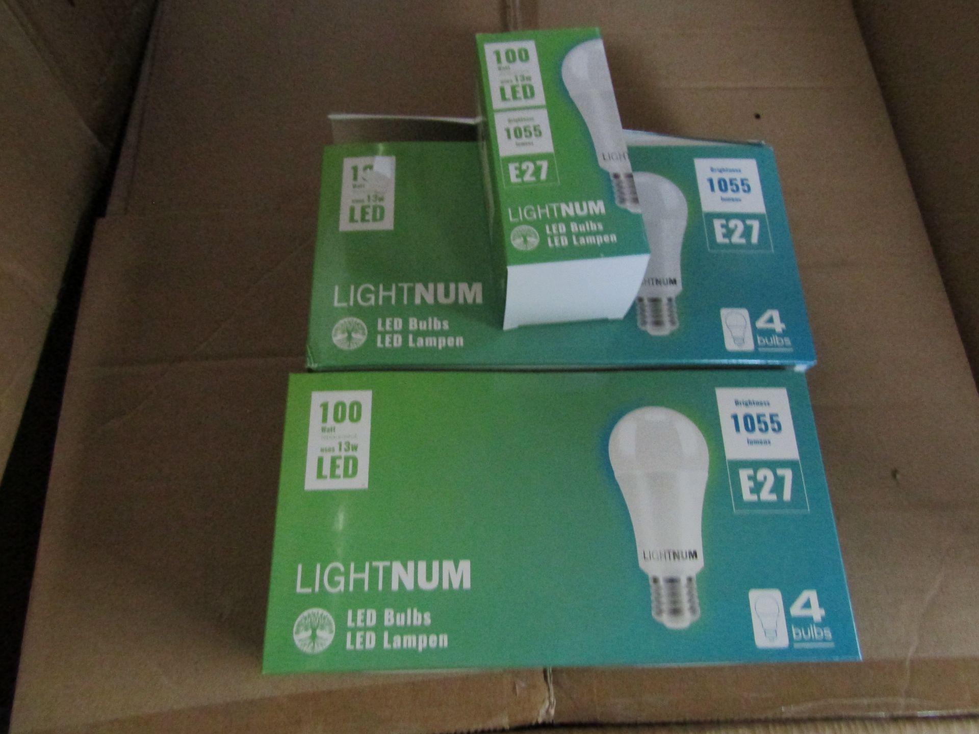 5X LIGHTNUM - E27 1055 Lumen LED Light Bulbs - Pack of 4 - New & Boxed.