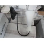 Black 1 Arm Wall Light Fitting with frosted glass shade. H28cm x W8cm. New & Boxed. (box maybe