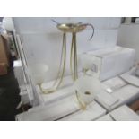 Brass 3 Arm Pendant Light fitting with frosted glass shades. H40cm x W45cm. New & Boxed (box maybe