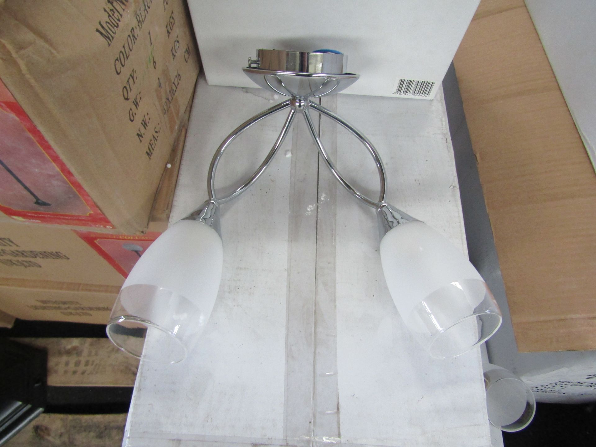 Chrome 2 Arm Wall light fitting. H30cm x W30cm. New & Boxed (box maybe shop soiled) (544-2)