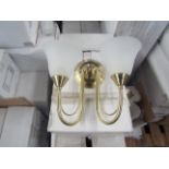 Brass 2 Arm Wall Light fitting with frosted glass shades. H20cm x W30cm. New & Boxed (box maybe shop