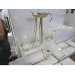 Brass 3 Arm Pendant Light fitting with frosted glass shades. H40cm x W45cm. New & Boxed (box maybe