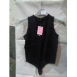 PrettyLittleThing Shape Black Stretch Seamless Sleevless Bodysuit, Size: S - Good Condition With