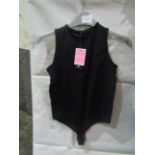 PrettyLittleThing Shape Black Stretch Seamless Sleevless Bodysuit, Size: S - Good Condition With