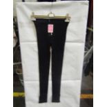 2x Pretty Little Thing Shape Black Colour Ribbed Split Hem Leggings - Size Small, New & Packaged.