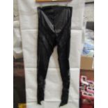 5x Pretty Little Thing Shape Black Faux Leather Lace Insert Leggings, Size 16, New & Packaged.