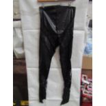 5x Pretty Little Thing Shape Black Faux Leather Lace Insert Leggings, Size 10, New & Packaged.