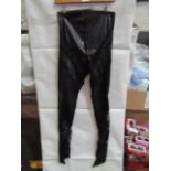 5x Pretty Little Thing Shape Black Faux Leather Lace Insert Leggings, Size 12, New & Packaged.