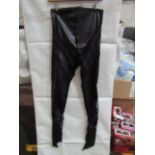 5x Pretty Little Thing Shape Black Faux Leather Lace Insert Leggings, Size 12, New & Packaged.