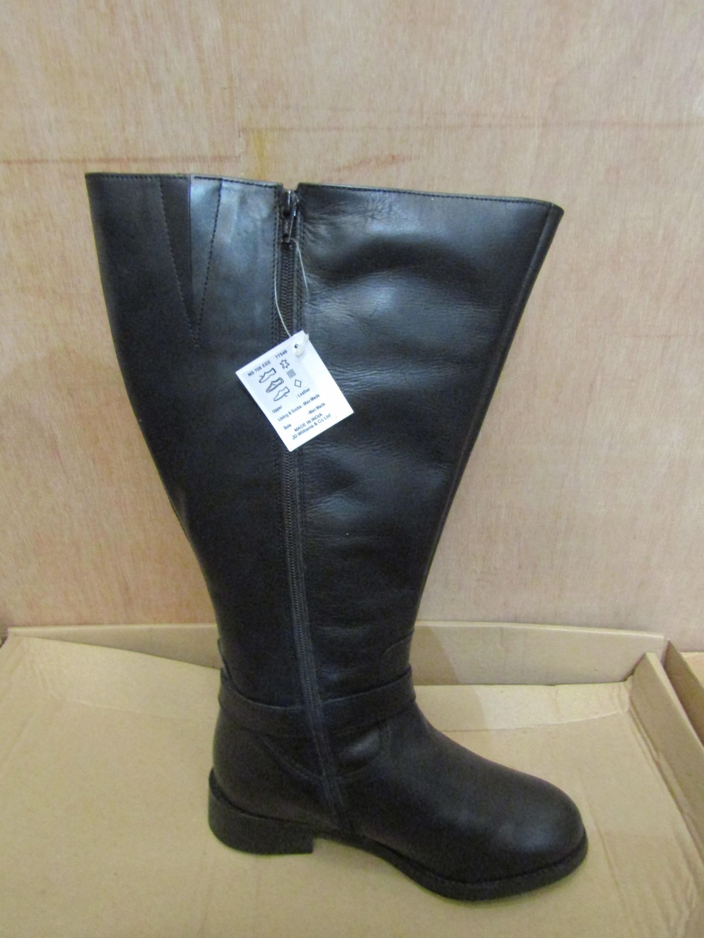 Ladies Knee High Heel Boots, Size Uk 4, Black, Unworn & Boxed. See Image.