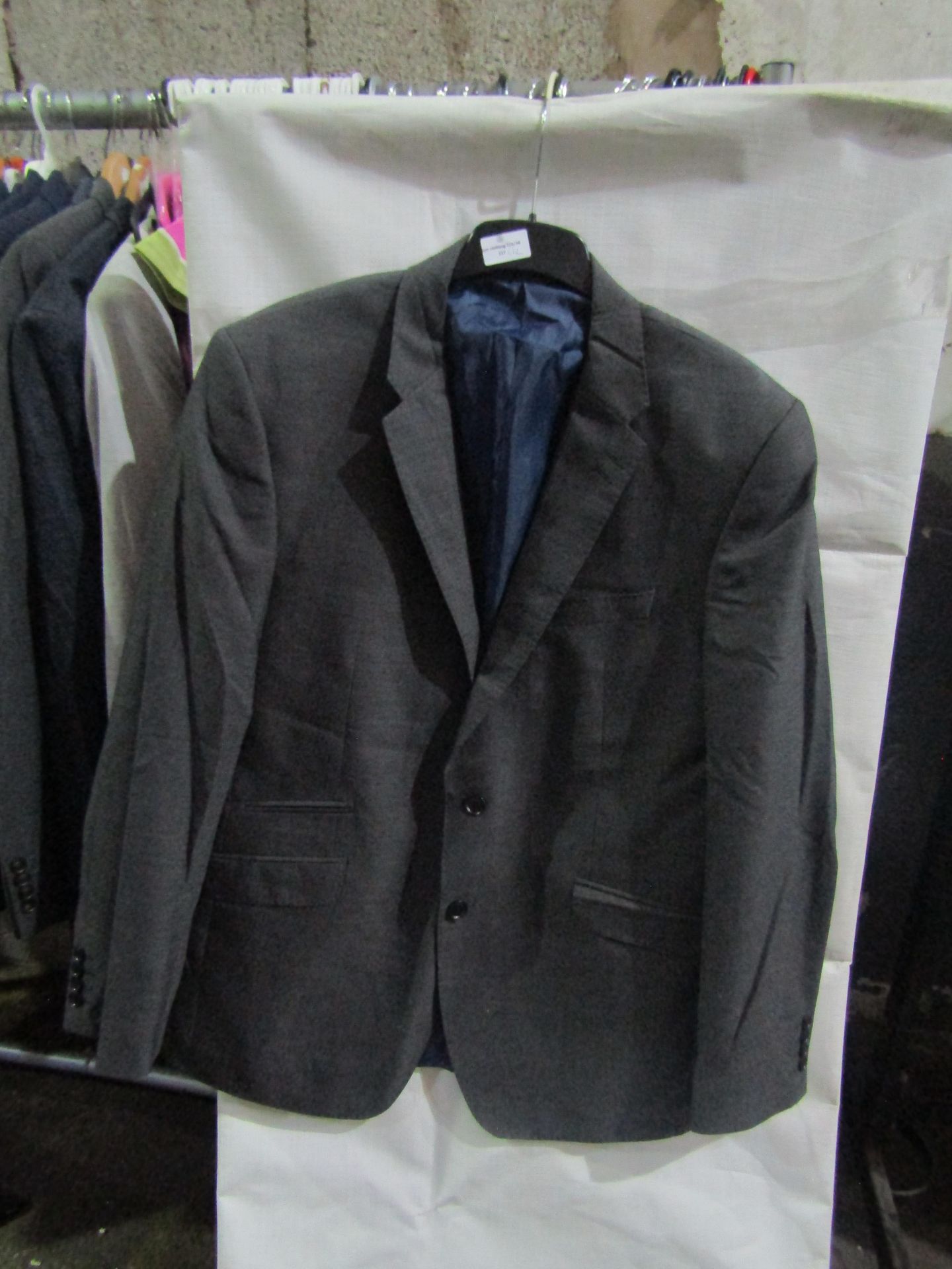 M&S Mens Grey Tailored Fit Performance Suit Jacket, Size: Chest 46" Long - Good Condition.