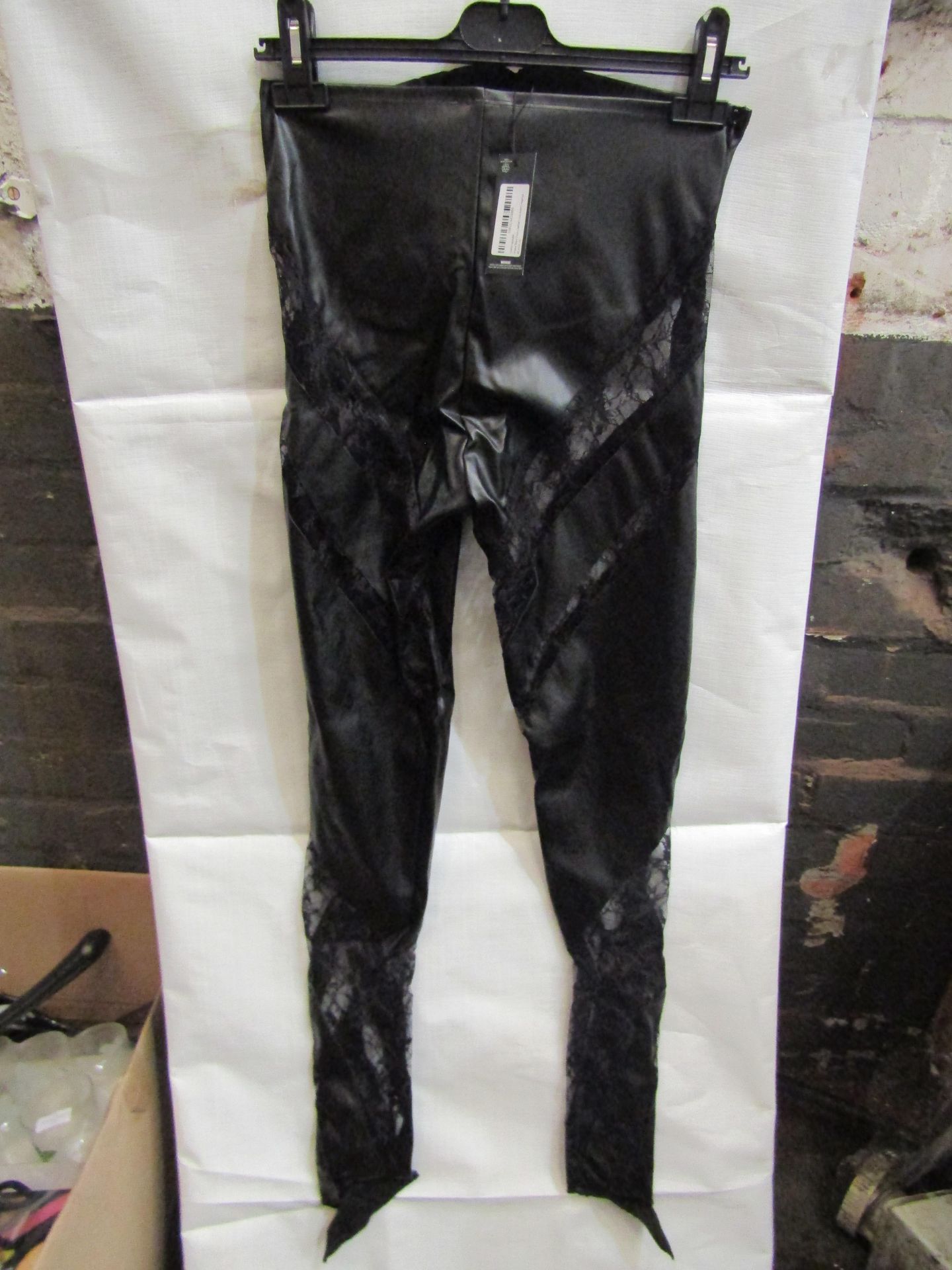 4x PrettyLittleThing Shape Black Faux Leather Insert Leggings, Size: 8 - New & Packaged.