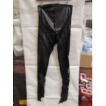 5x Pretty Little Thing Shape Black Faux Leather Lace Insert Leggings, Size 16, New & Packaged.