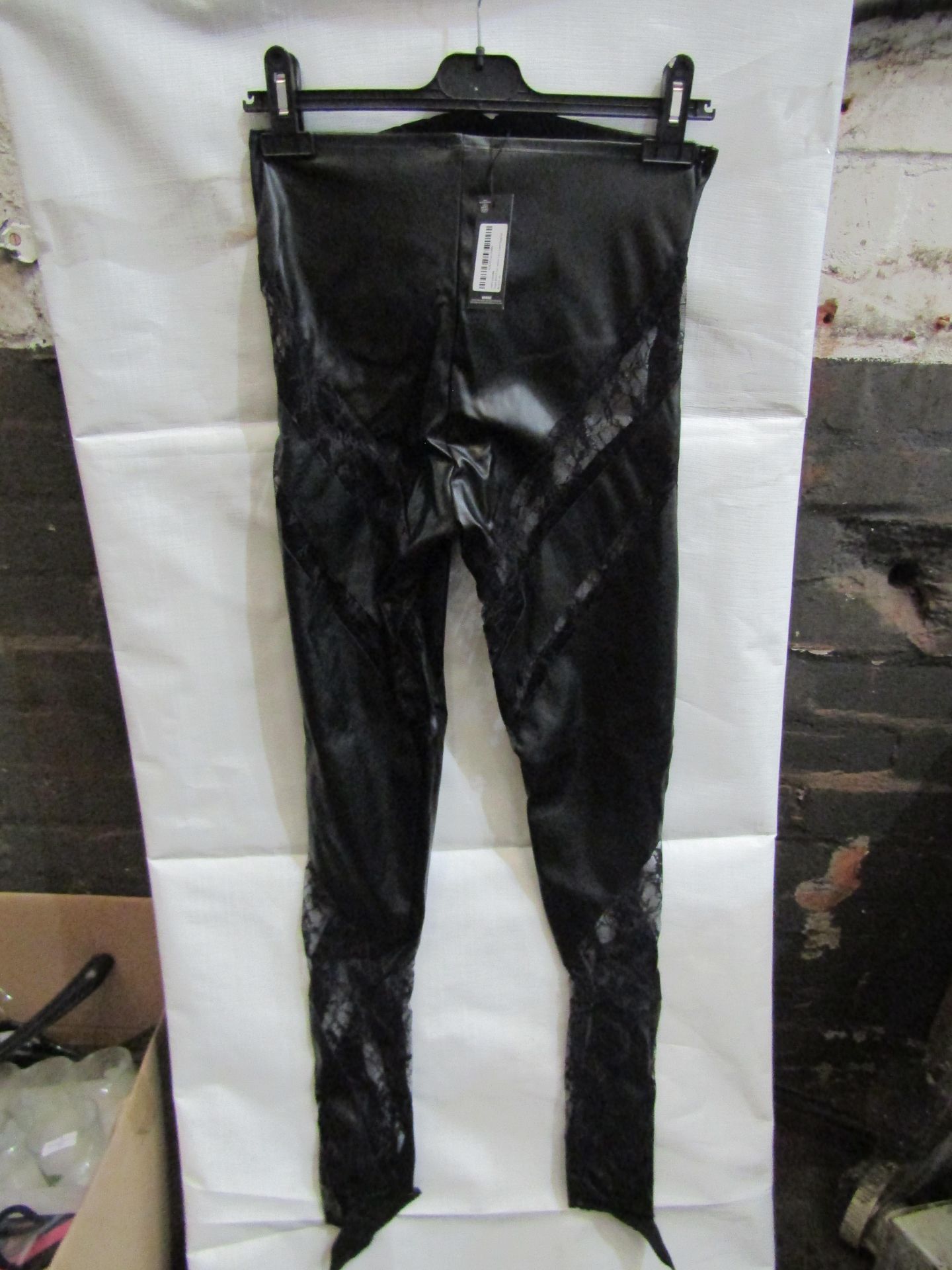 5x PrettyLittleThing Shape Black Faux Leather Insert Leggings, Size: 6 - New & Packaged.