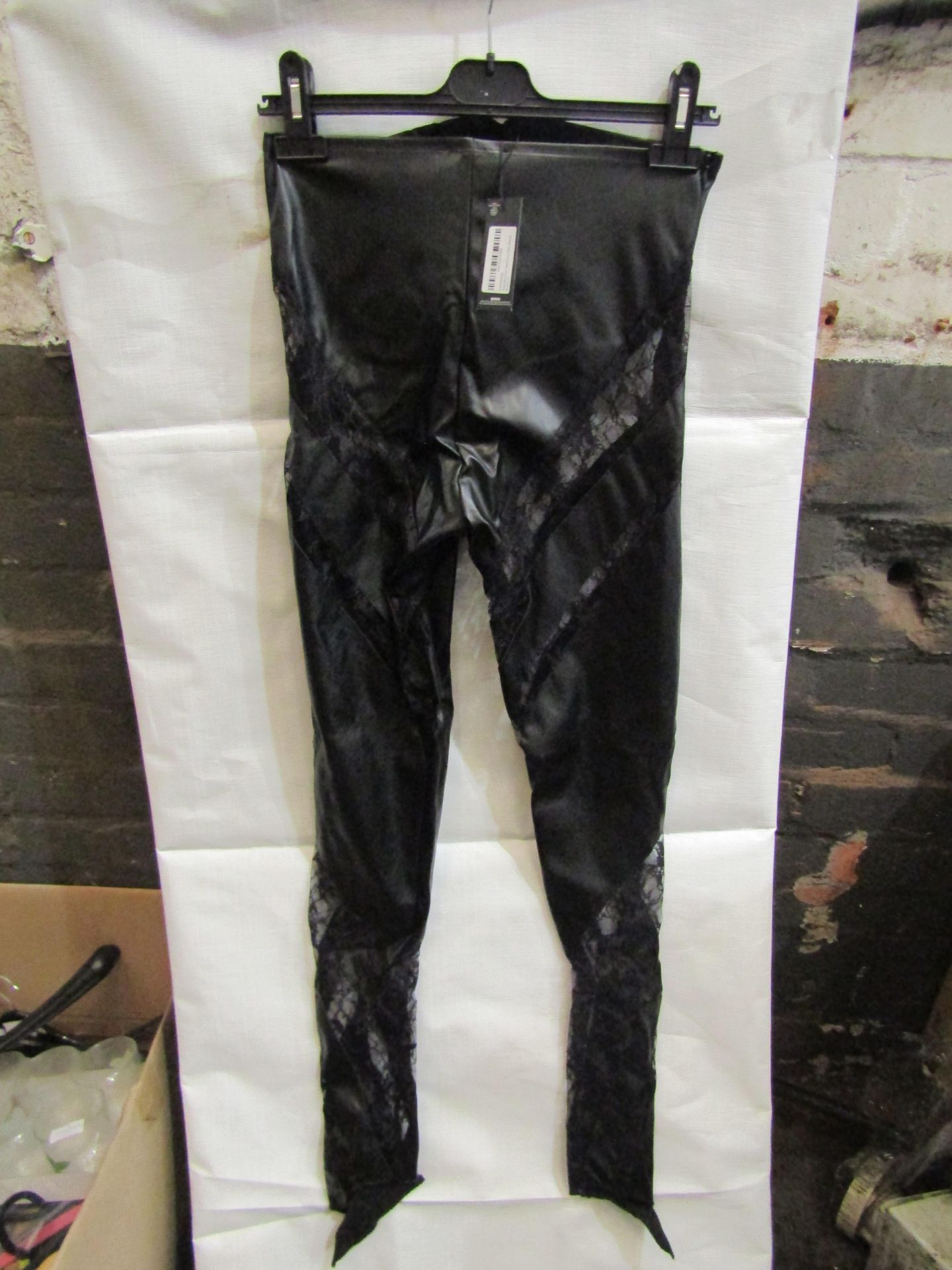 5x PrettyLittleThing Shape Black Faux Leather Insert Leggings, Size: 6 - New & Packaged.