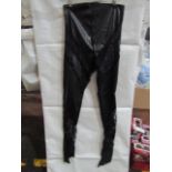 5x Pretty Little Thing Shape Black Faux Leather Lace Insert Leggings, Size 10, New & Packaged.