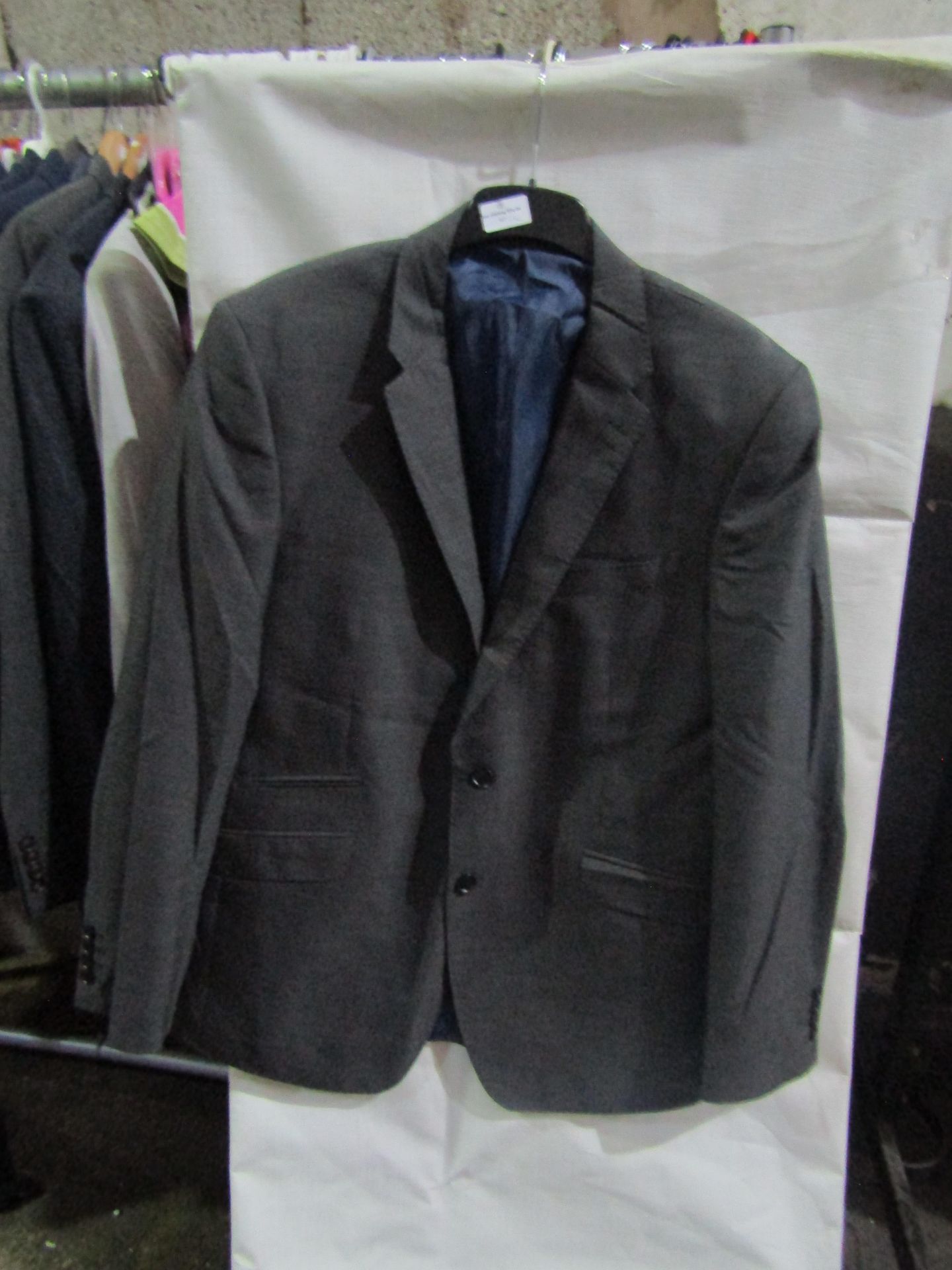 M&S Mens Grey Tailored Fit Performance Suit Jacket, Size: Chest 44" Long - Good Condition.