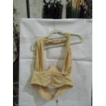 4x Pretty Little Thing Oatmeal Linen Look Cross Front Corset- Size 10, New & Packaged.