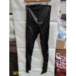 1x Box Containing Approx 40x Pretty Little Thing Shape Black Faux Leather Lace Insert Leggings, Size