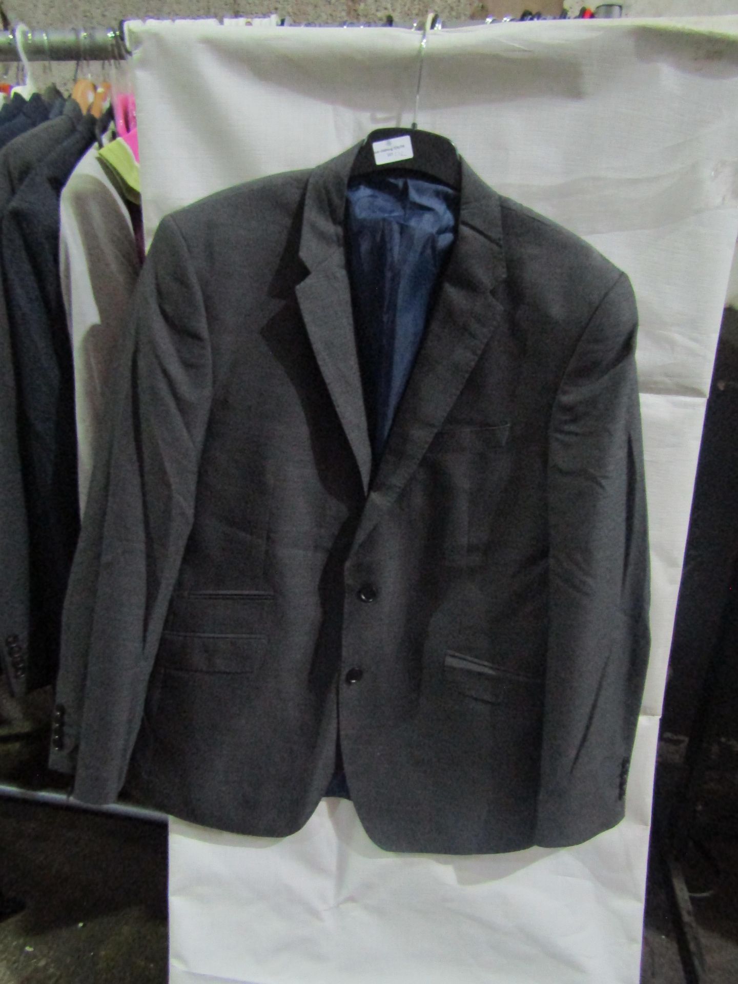 M&S Mens Grey Tailored Fit Performance Suit Jacket, Size: Chest 46" Long - Good Condition.