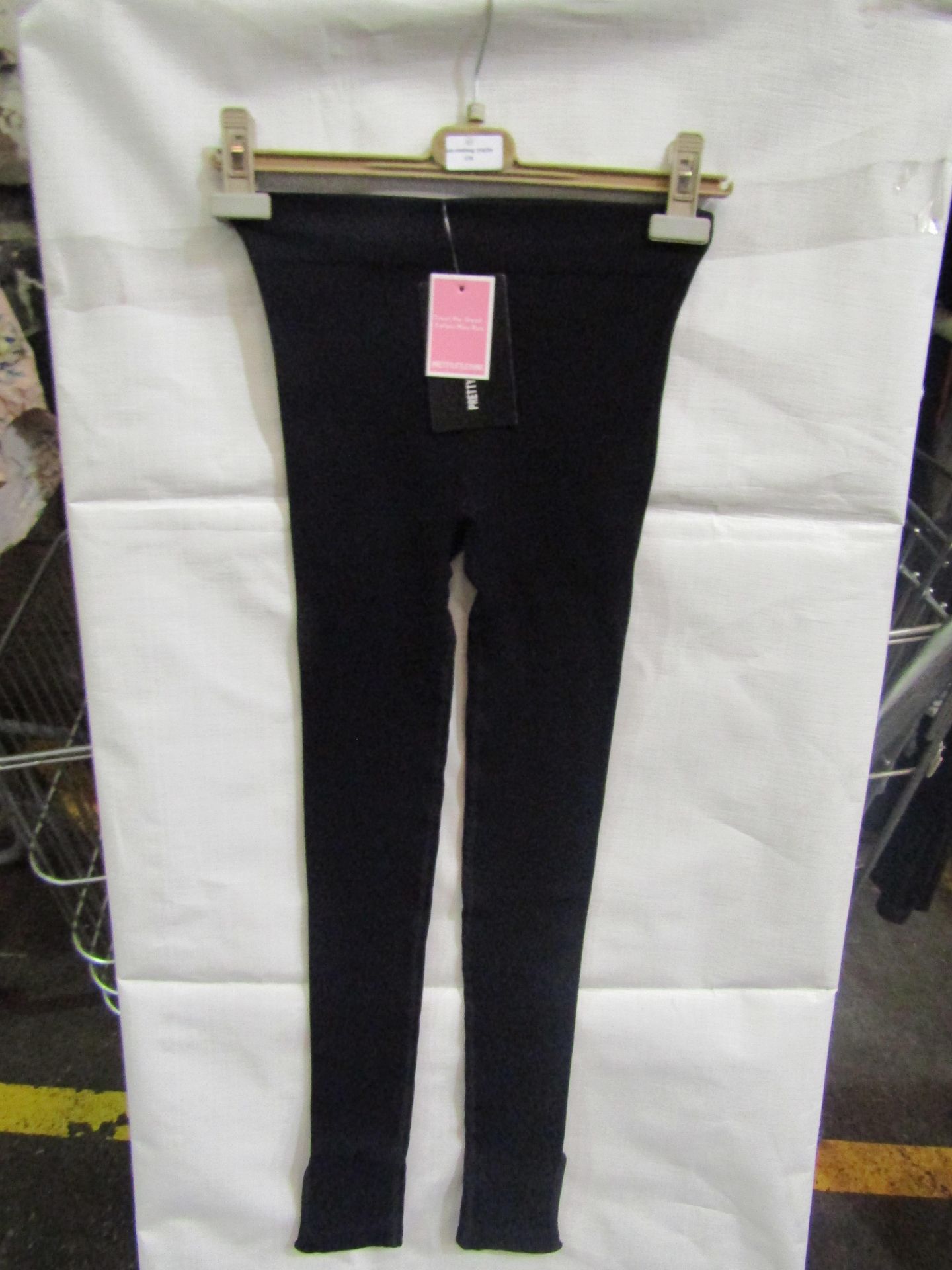 2x Pretty Little Thing Shape Black Colour Ribbed Split Hem Leggings - Size Medium, New & Packaged.