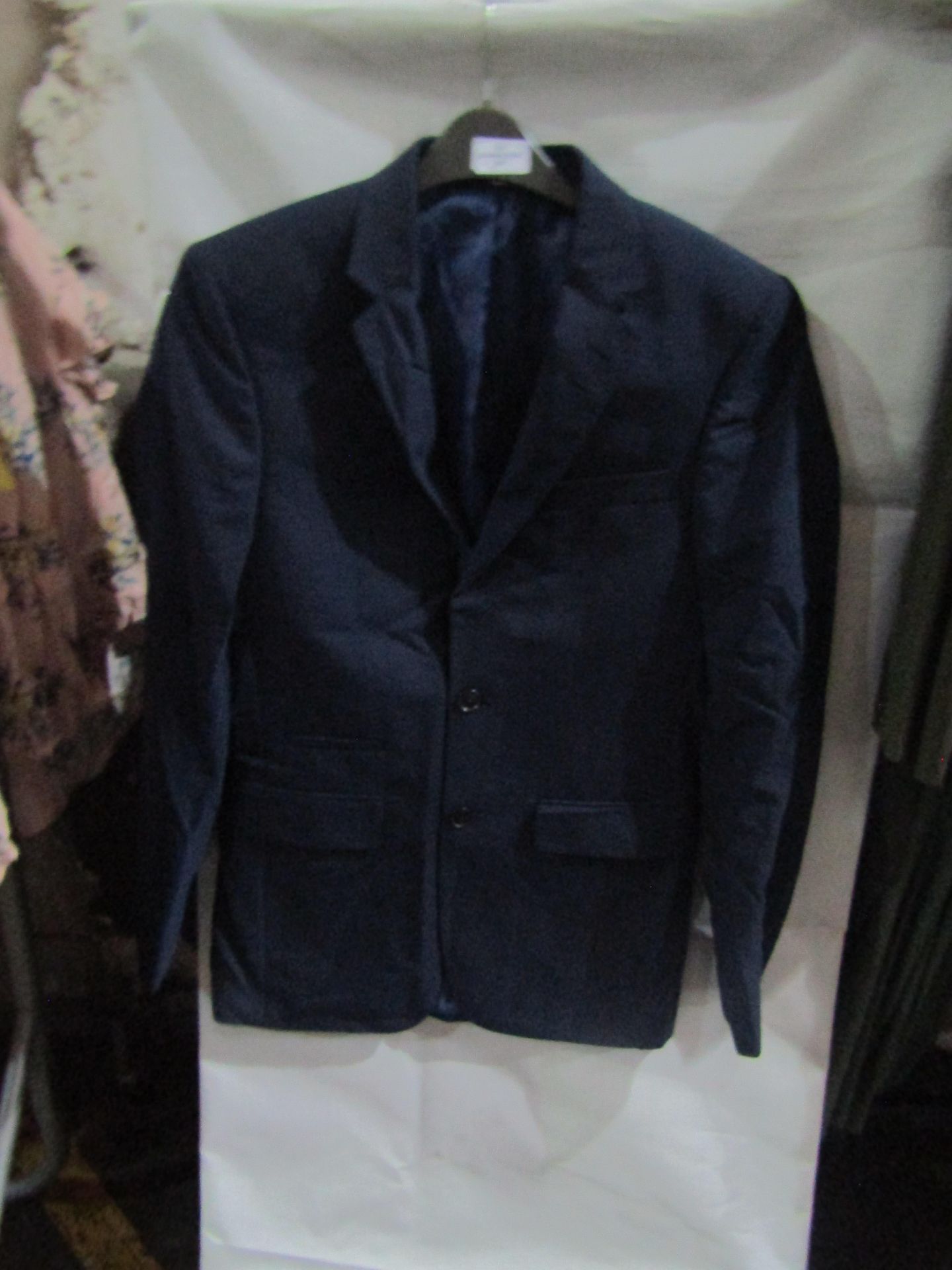 M&S Mens Navy Tailored Fit Performance Suit Jacket, Size: Chest 36" M- Good Condition.