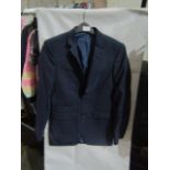 M&S Mens Navy Tailored Fit Performance Suit Jacket, Size: Chest 36" Long - Good Condition.