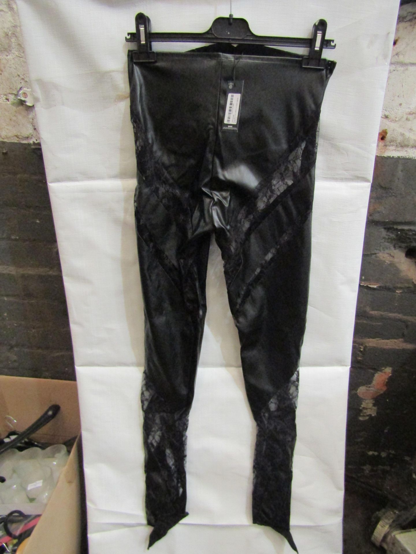 4x PrettyLittleThing Shape Black Faux Leather Insert Leggings, Size: 10 - New & Packaged.