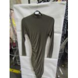 Missguided High Neck Cut Out Midaxi Dress, Slinky, Khaki - Size 10, New & Packaged.