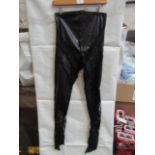 5x Pretty Little Thing Shape Black Faux Leather Lace Insert Leggings, Size 12, New & Packaged.