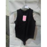 PrettyLittleThing Shape Black Stretch Seamless Sleevless Bodysuit, Size: S - Good Condition With