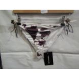 2x Pretty Little Thing Brown Cow Print Beaded Tie Bikini"s - Size 12, New & Packaged.