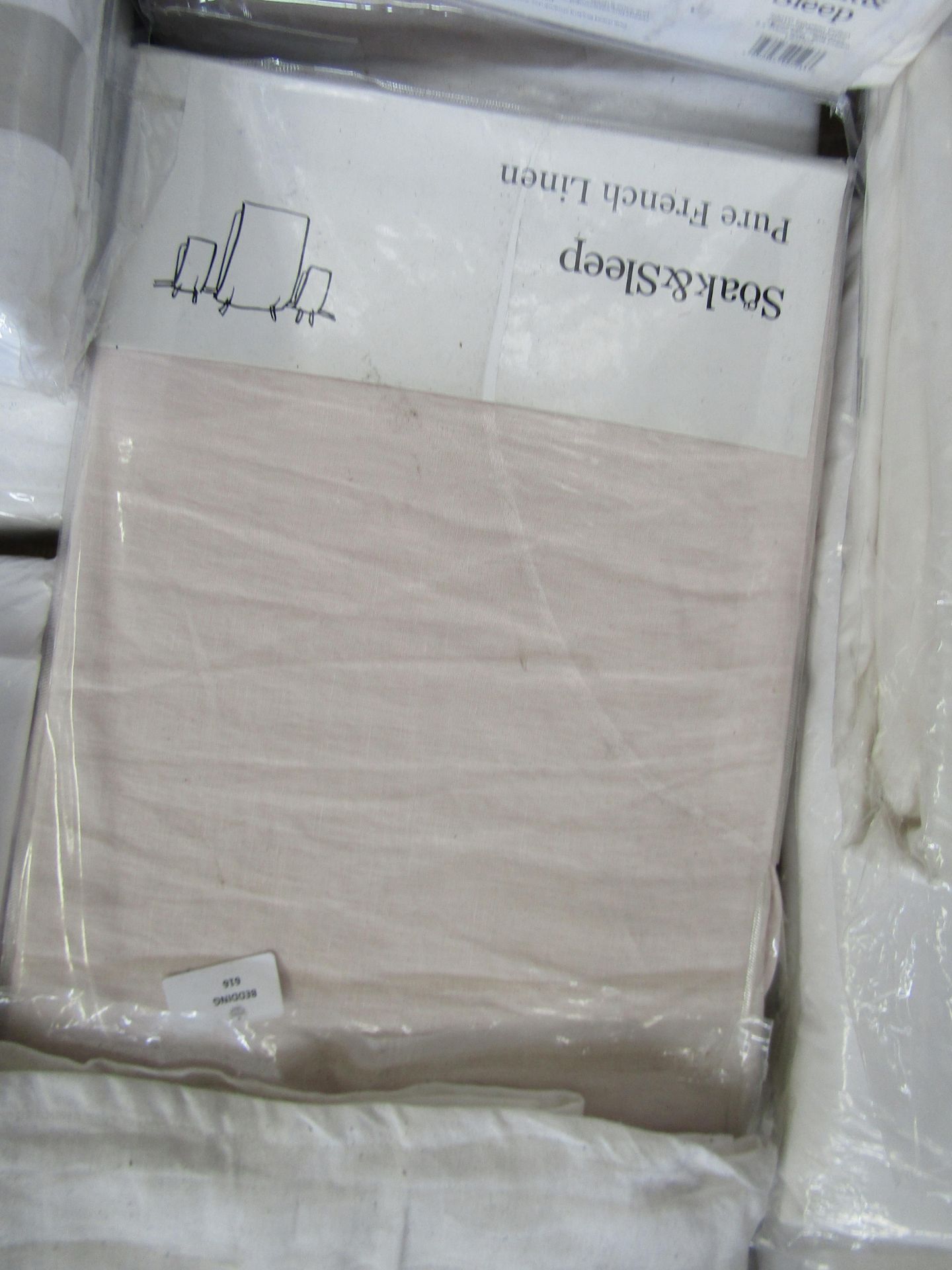 Soak & Sleep Soak & Sleep Blush Pink French Linen Single Flat Sheet RRP 52 - Image 2 of 2