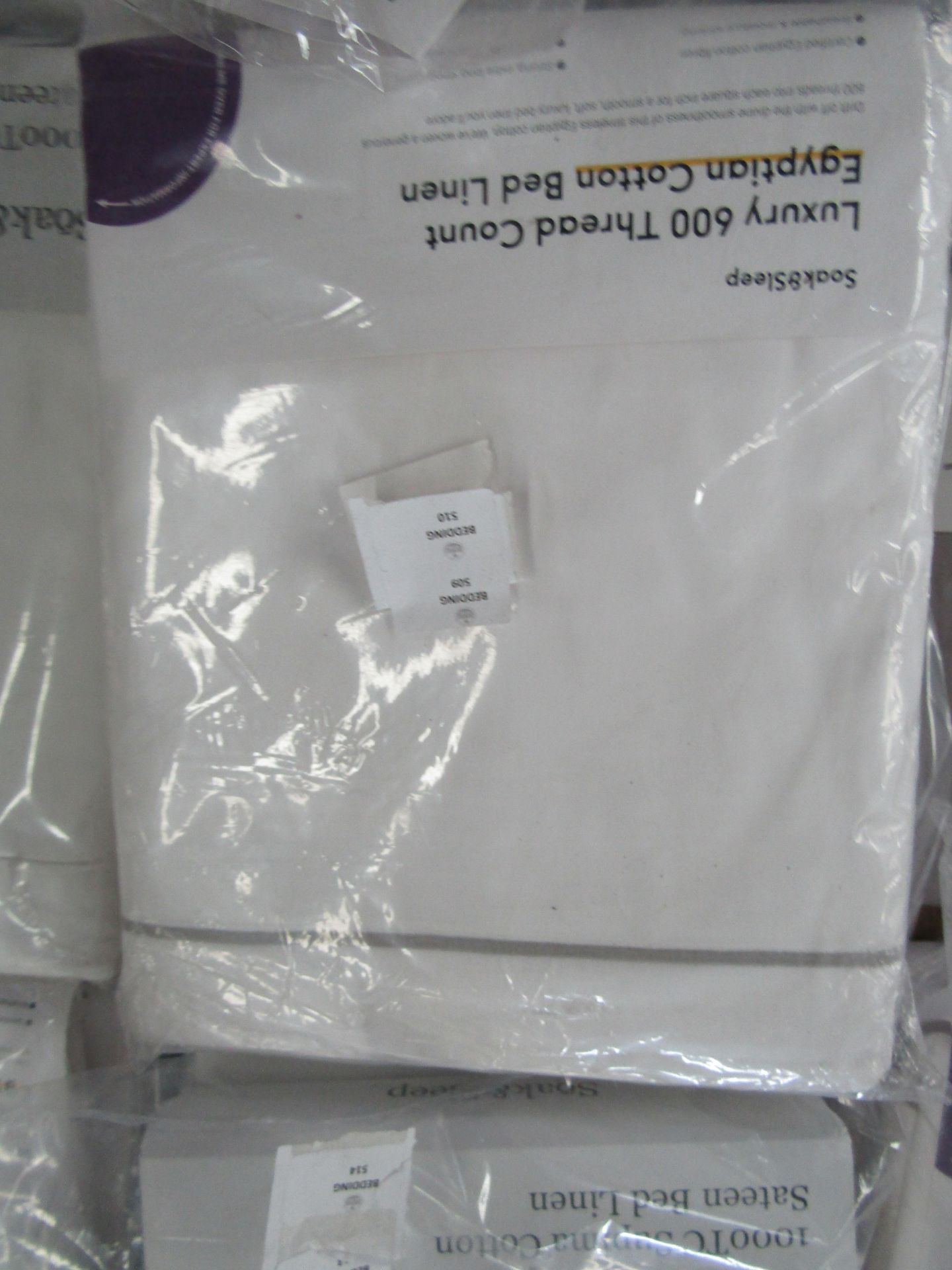 Soak & Sleep White/Grey 600TC Egyptian Cotton King Size Duvet Cover RRP 95