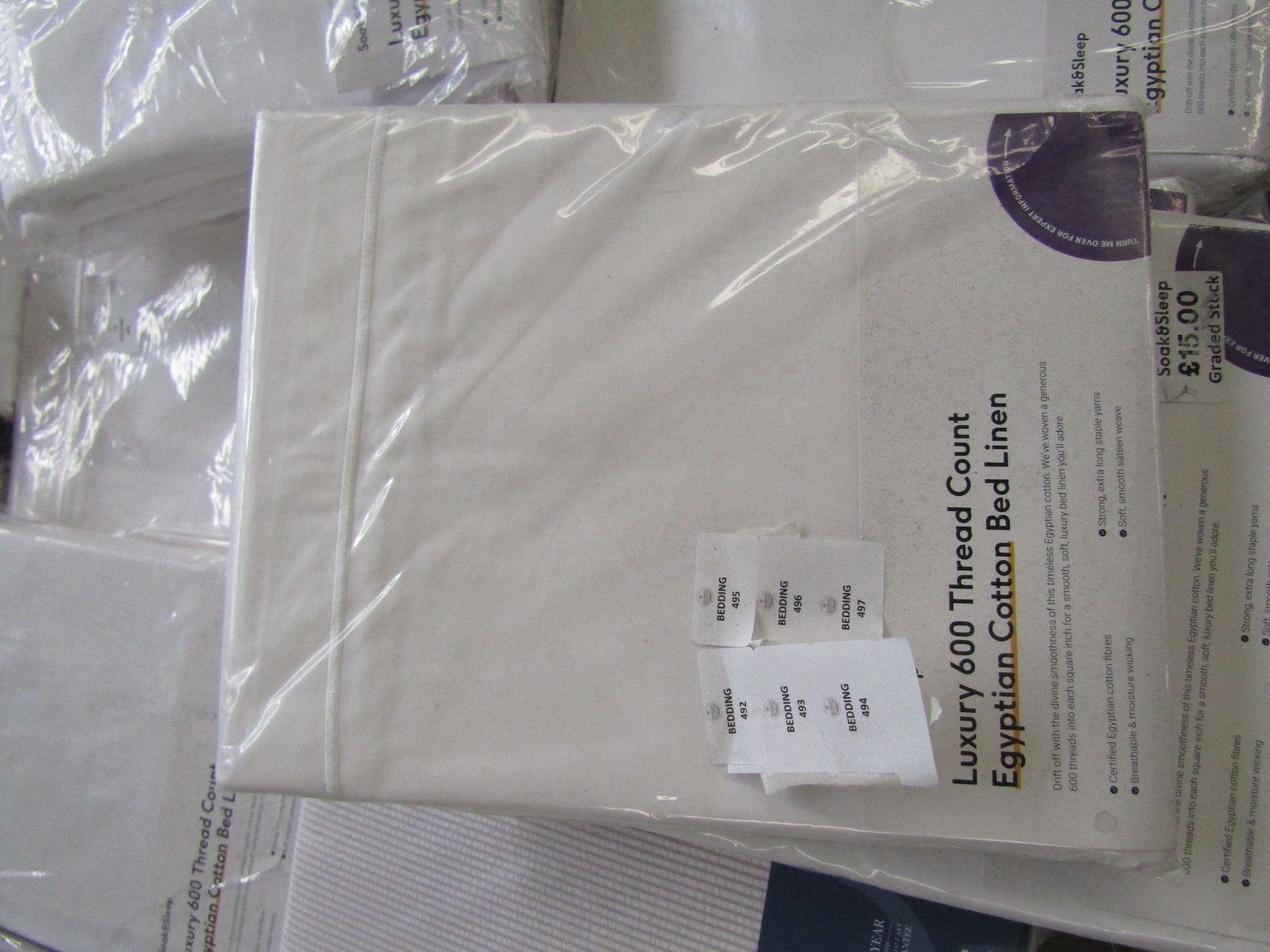 Soak & Sleep Soak & Sleep White 600TC Egyptian Cotton Single Flat Sheet RRP 45 - Image 2 of 2