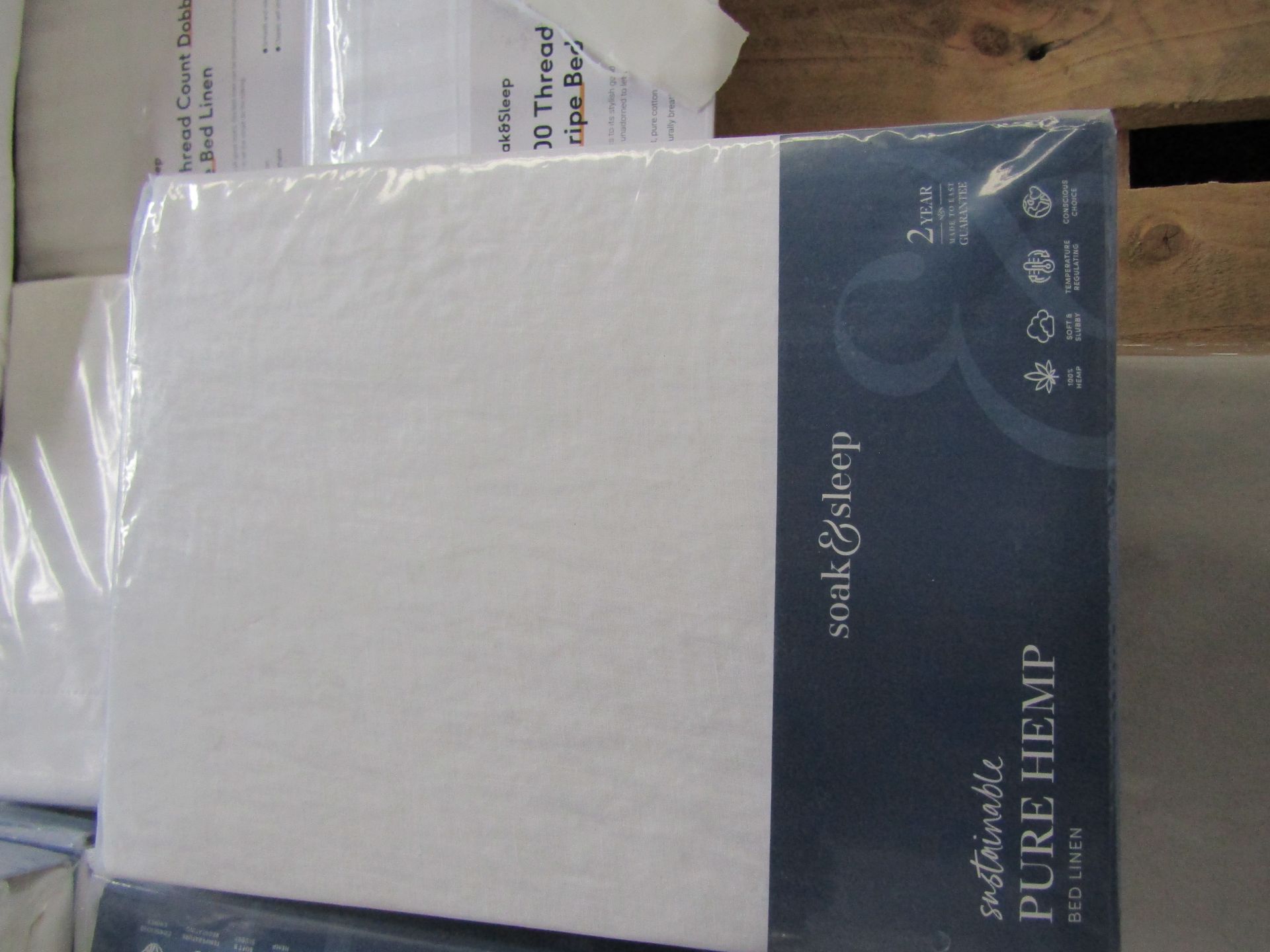 Soak & Sleep Soak & Sleep Chalk Pure Hemp Superking 30cm Fitted Sheet RRP 52 - Image 2 of 2