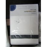 Soak & Sleep White/Navy 300TC Colour Border Cotton Single Flat Sheet RRP 17