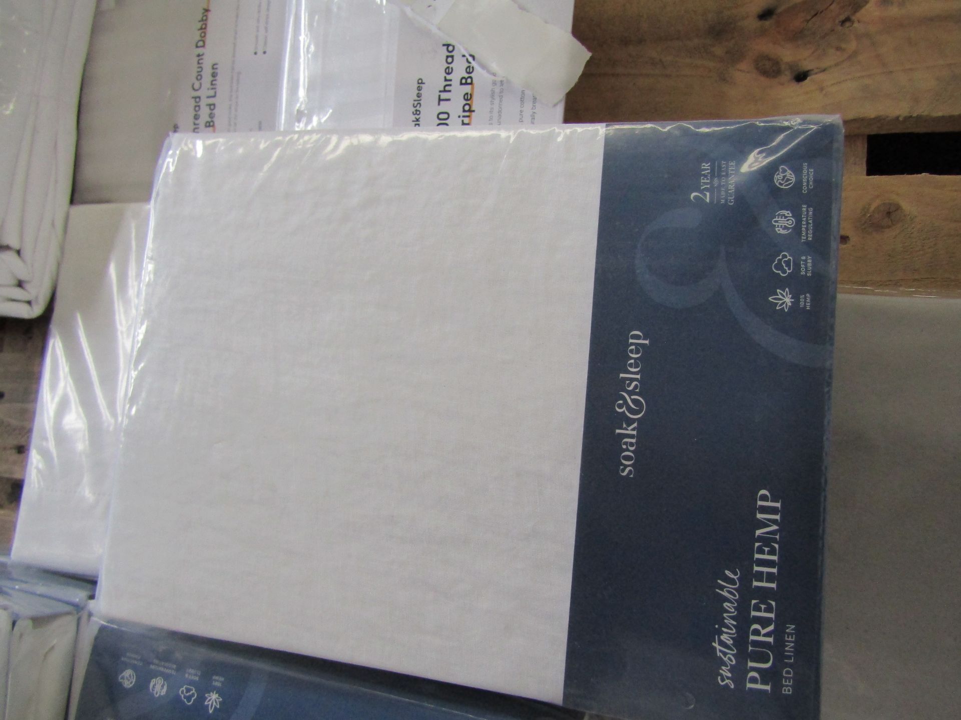 Soak & Sleep Soak & Sleep Chalk Pure Hemp Superking 30cm Fitted Sheet RRP 52 - Image 2 of 2